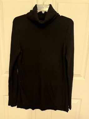 Tahari Black Turtleneck Cowl Cashmere Sweater